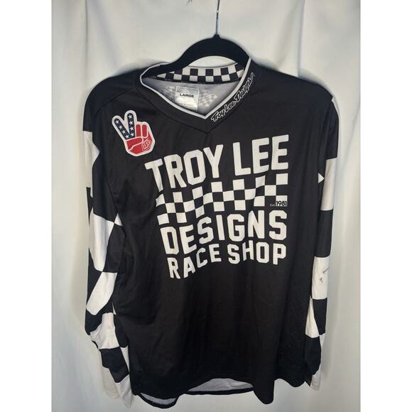 Troy Lee Designs Black Motorcross Racing Jersey Tshirt Size Large Long Sleeve - Picture 1 of 6